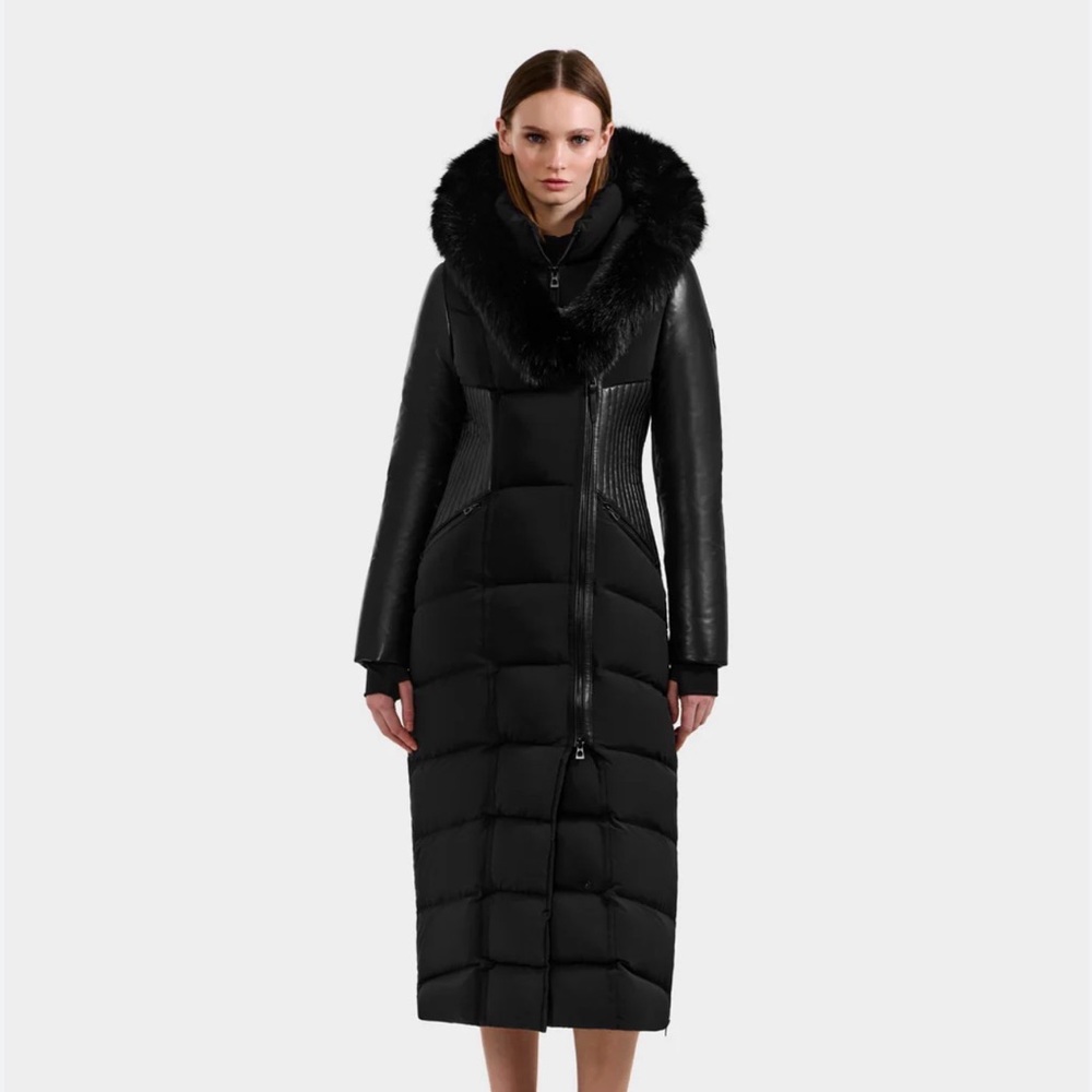 RUDSAK Shannon Black Puffer Coat with Faux Fur Hood